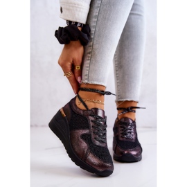 Läder Wedge Sneakers Med Mesh S.Barski Svart 1