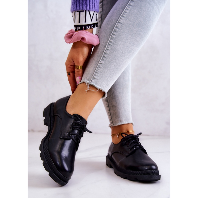 S.Barski Klassiska Oxfordskor för kvinnor Svart Colton 2