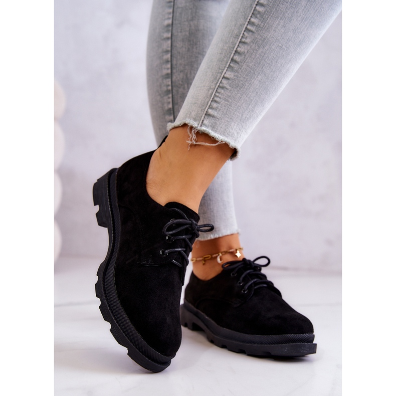 S.Barski Oxfords klassiska mockaskor för kvinnor Svart Colton 2