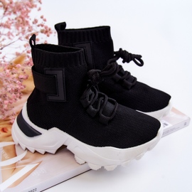 FR1 Sportskor för barn Hög strumpa Svart Nickie 1