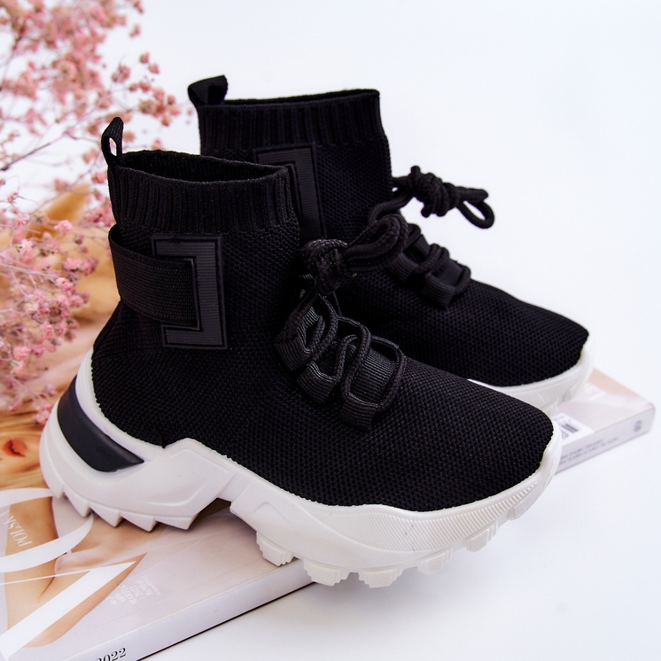 FR1 Sportskor för barn Hög strumpa Svart Nickie 1