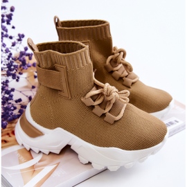 FR1 Barnsportskor Hög strumpa Beige Nickie 1