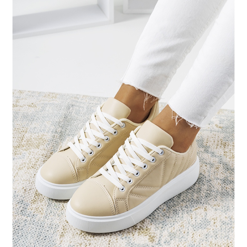 Beige sneakers med tjocka Matthew-sulor 1