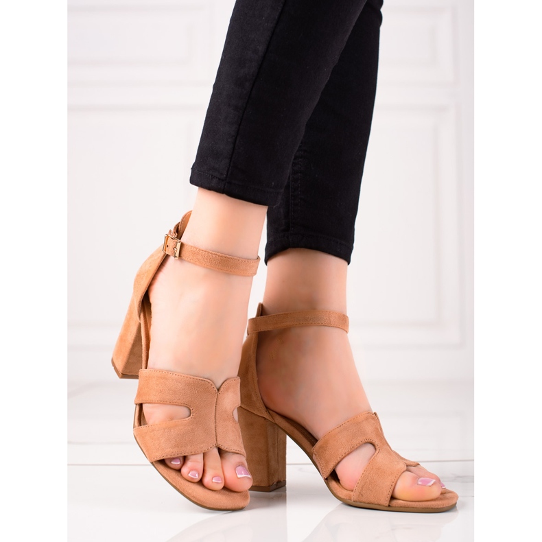 Evento Sandaler med högklackat mocka beige brun 1