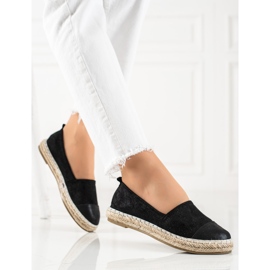 TRENDI Svart Espadrilles med glitter 2