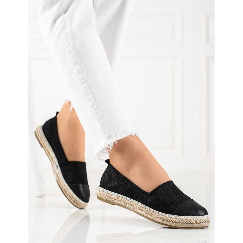 TRENDI Svart Espadrilles med glitter 2