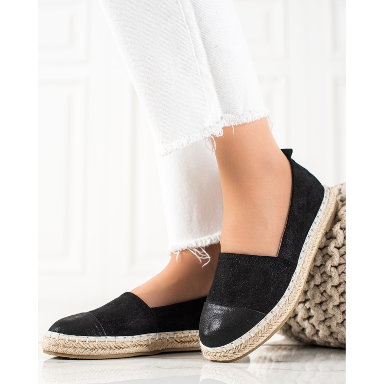 TRENDI Svart Espadrilles med glitter 1