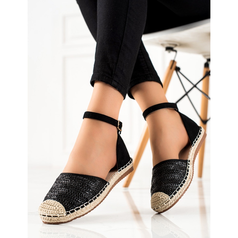 Anesia Paris Flätade Espadrillos Med Spänne svart 2