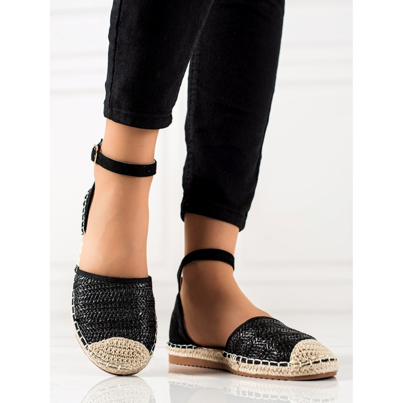 Anesia Paris Flätade Espadrillos Med Spänne svart 1