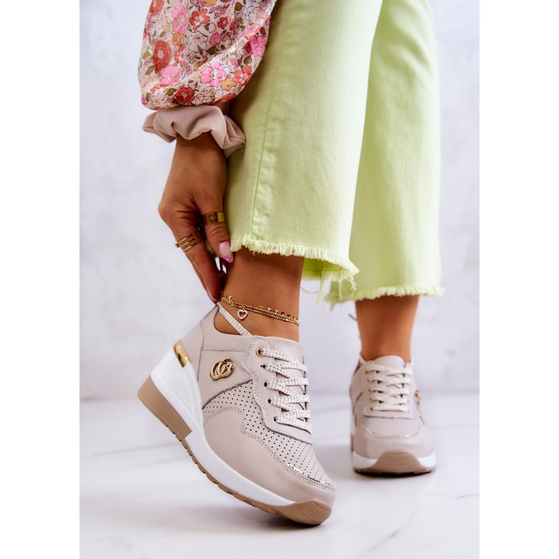 S.Barski Dam Sportskor i läder Sneakers Beige Loissa 1