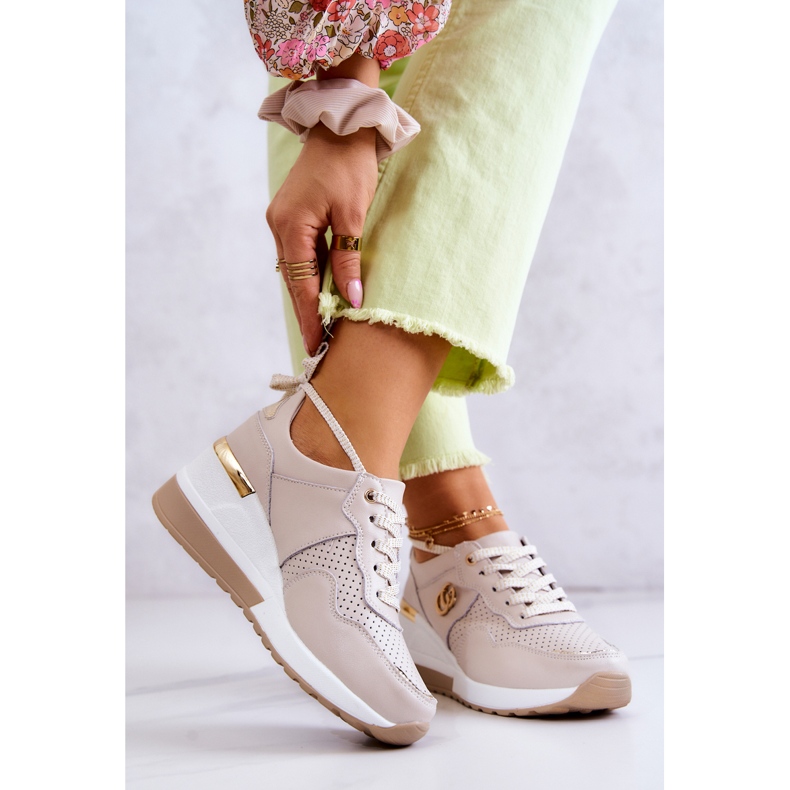 S.Barski Dam Sportskor i läder Sneakers Beige Loissa 2