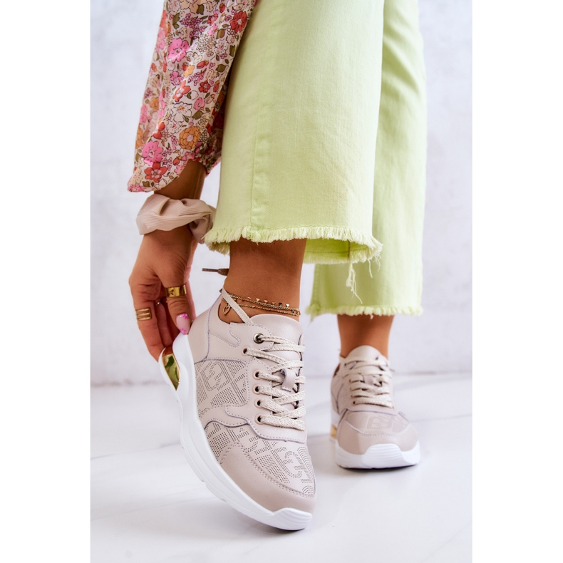 S.Barski Läder Wedge Sneakers för kvinnor Beige Phiness 1