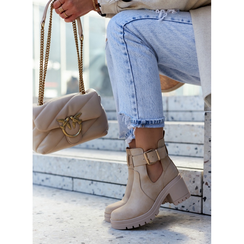 FE1 Skinnstövlar Cut Out-bälte Mörkbeige Rosanne 1