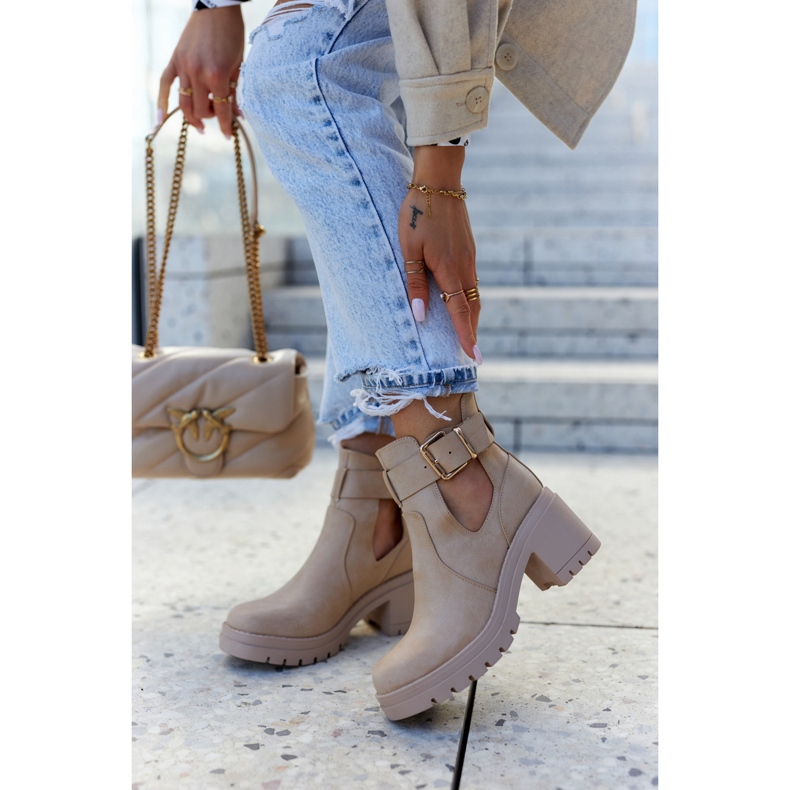 FE1 Skinnstövlar Cut Out-bälte Mörkbeige Rosanne 2