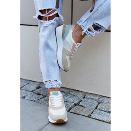 FG2 Beige och gröna Coryse bundna sportskor brun 1