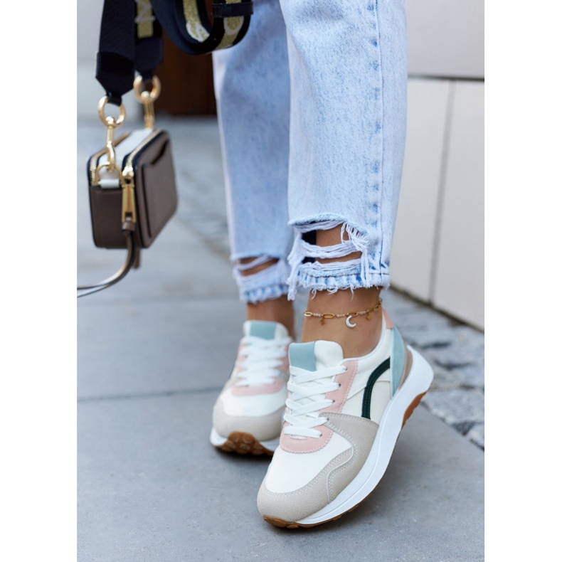 FG2 Beige och gröna Coryse bundna sportskor brun 2