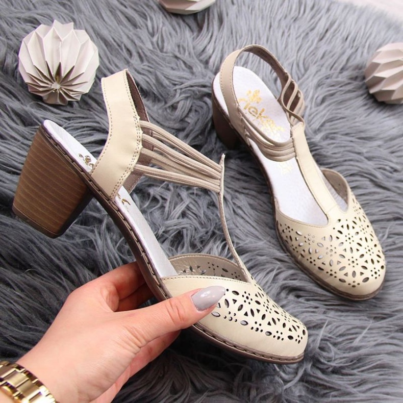 Lädersandaler Rieker W RKR316 beige 1