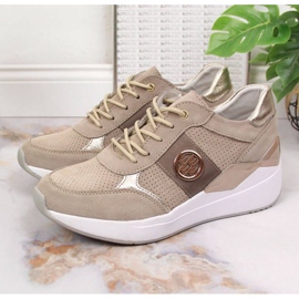 Lädersneakers på en kil Filippo W PAW331A beige 2