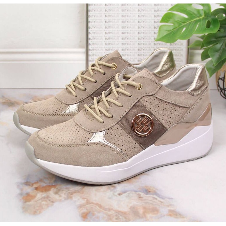 Lädersneakers på en kil Filippo W PAW331A beige 2
