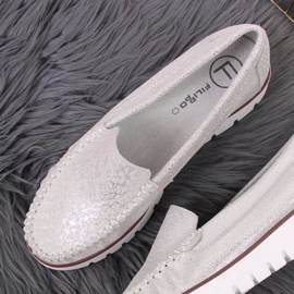 Läder loafers på Filippo W PAW336 plattform silver 2