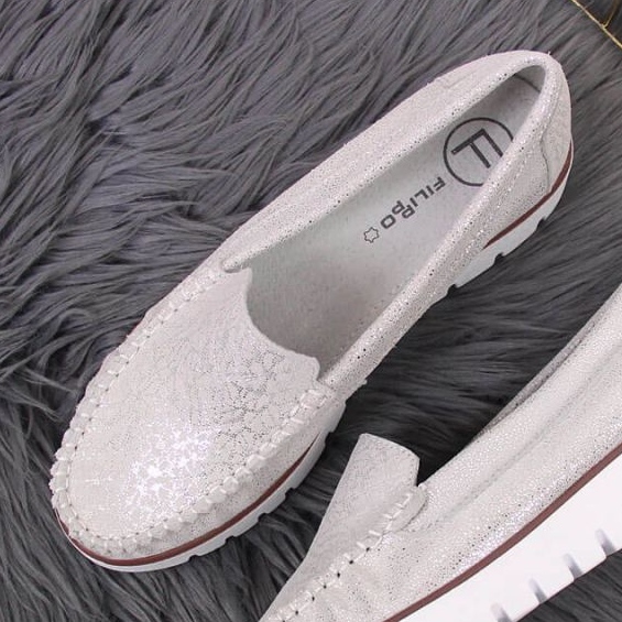 Läder loafers på Filippo W PAW336 plattform silver silver- 2