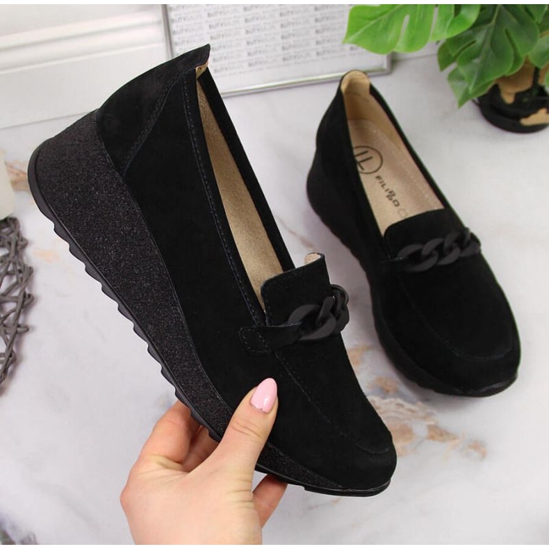 Läderskor med kedja Filippo W PAW337A svarta 1