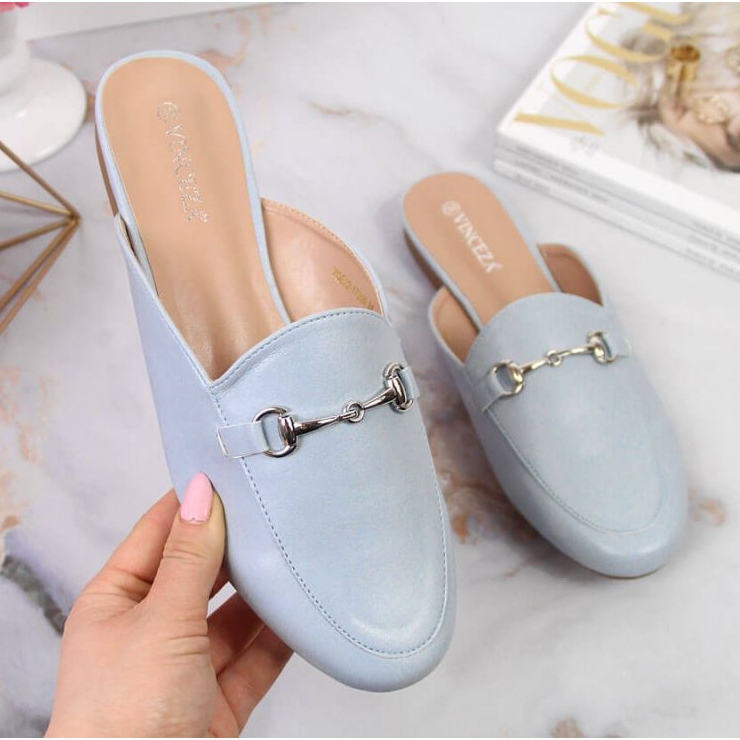 Byggda tofflor med Vinceza ornament W JAN103A blå 1