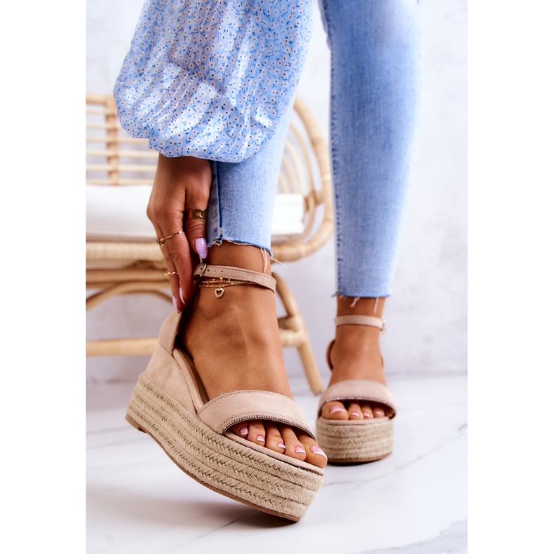 FW1 Damsandaler På En Kil Med Cubic Zirconia Beige Linette 1