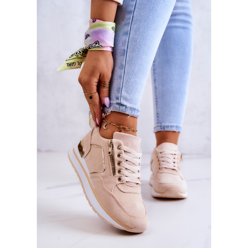 FB2 Sportskor i mocka på floden ljusbeige plattform 1