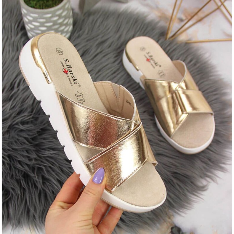 Lacktofflor S. Barski W OLI159B gyllene 1