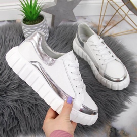 Läderskor på S. Barski W OLI161 plattform vit 1