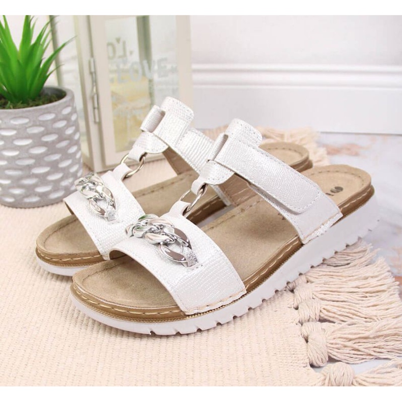 Kardborrflip-flops med kedja blank Inblu W ARC11 vit 2