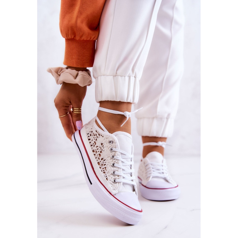 White Venture genombrutna sneakers för kvinnor vit 1