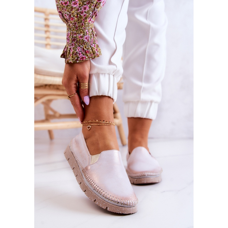 Slip-on läderskor för kvinnor Maciejka 03512-28 Ljusrosa 1