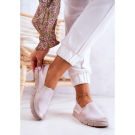 Slip-on läderskor för kvinnor Maciejka 03512-28 Ljusrosa 2