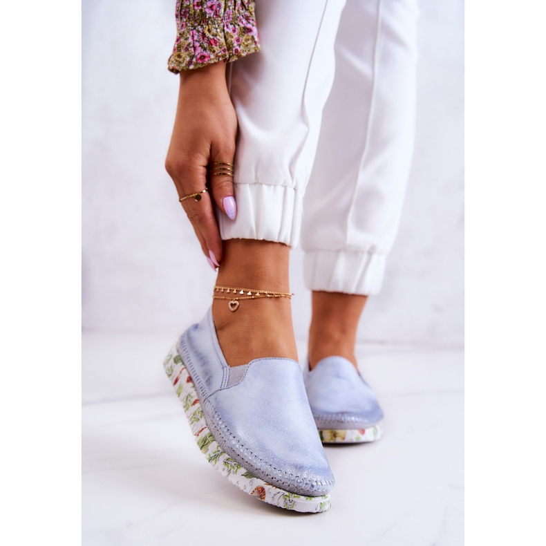 Läder Slip-On Skor för kvinnor Maciejka 03512-40 Ljusblå 1