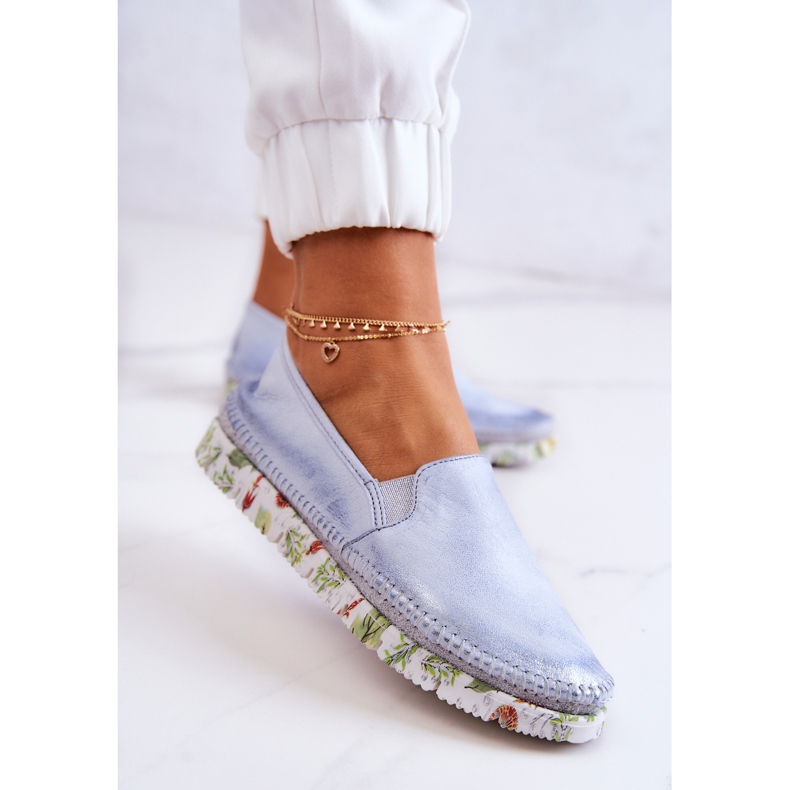 Läder Slip-On Skor för kvinnor Maciejka 03512-40 Ljusblå 2