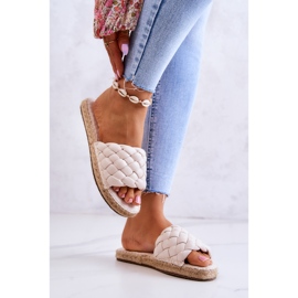 Läderflätade tofflor Big Star JJ274922 Beige 2