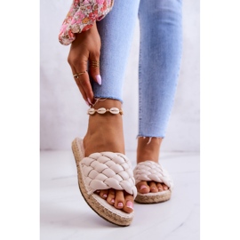 Läderflätade tofflor Big Star JJ274922 Beige 1