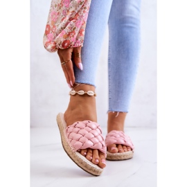 Läderflätade tofflor Big Star JJ274921 Rosa 1