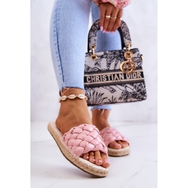 Läderflätade tofflor Big Star JJ274921 Rosa 2