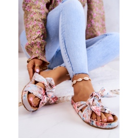 Klassiska tofflor med blommor Big Star JJ274703 Ljusgrå mångfärgad 2