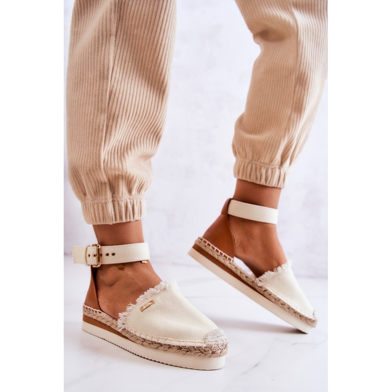 Espadrillor för damer med spänne Big Star JJ274886 Ljus beige 2