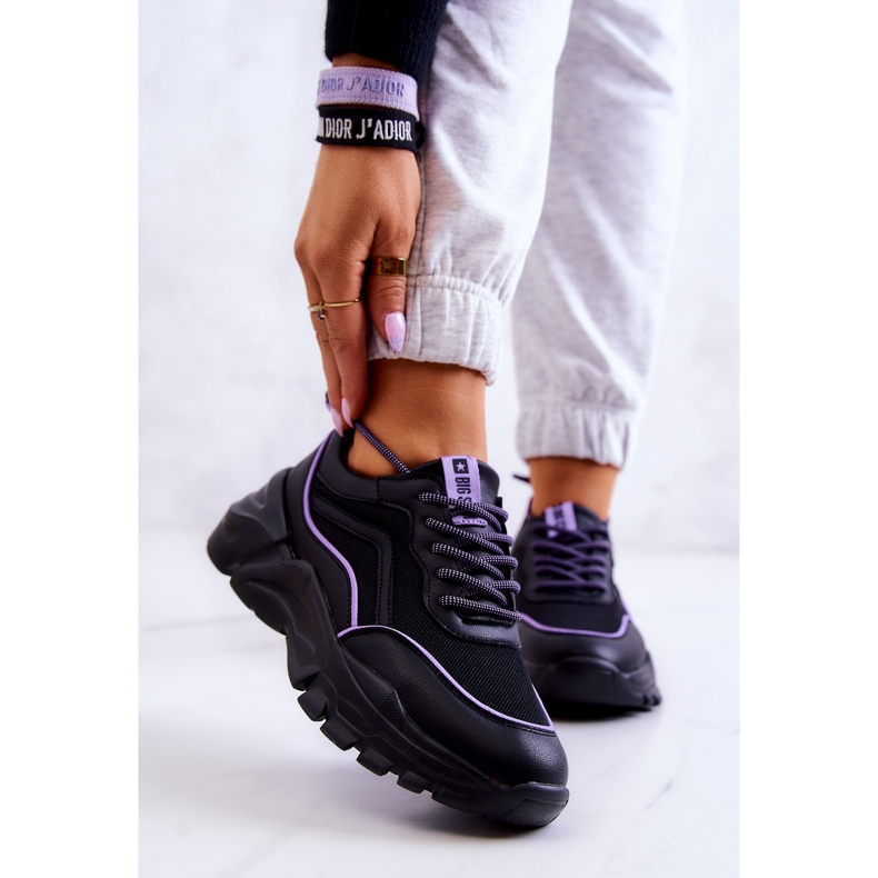 Memory Foam Big Star JJ274786 Svarta sportskor violett 1