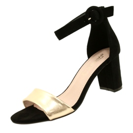 Svarta och guld sandaler på en klack Evento 20SD98-1617 gyllene 3