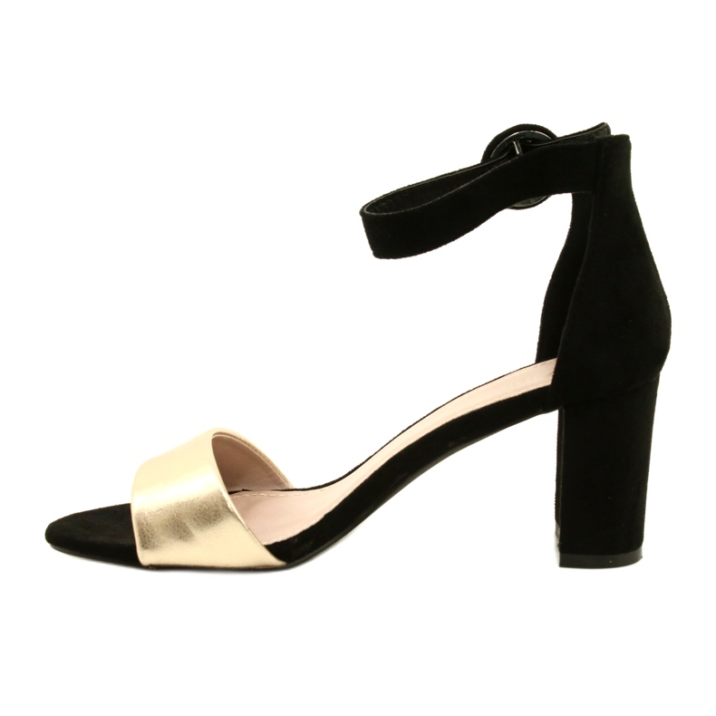 Svarta och guld sandaler på en klack Evento 20SD98-1617 gyllene 1