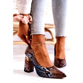 Lewski Shoes Läderpumpar Lewski Snake 3117 Brun-Blå 1