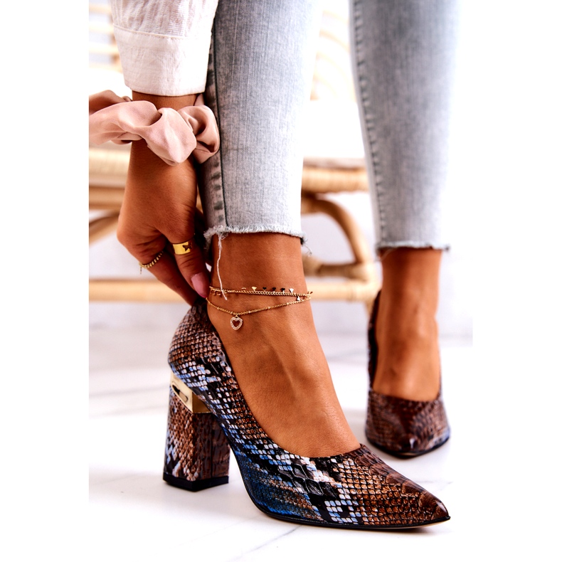 Lewski Shoes Läderpumpar Lewski Snake 3117 Brun-Blå 1