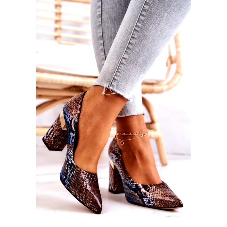 Lewski Shoes Läderpumpar Lewski Snake 3117 Brun-Blå 2