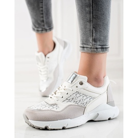 Renda Snygga sneakers beige vit silver- 2
